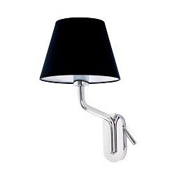 Obrázek pro produkt ETERNA levá chrom/černá nástěnná lampa se čtecí lampičkou - FARO