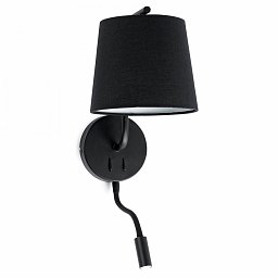 Obrázek pro produkt BERNI nástěnná lampa, černá, se čtecí lampičkou - FARO