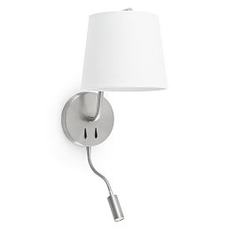 Obrázek pro produkt BERNI nástěnná lampa, nikl, se čtecí lampičkou - FARO
