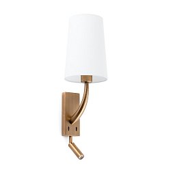 Obrázek pro produkt REM nástěnná lampa, starozlatá/bílá, se čtecí lampičkou - FARO