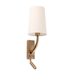 Obrázek pro produkt Lampa nástěnná REM  starozlatá/béžová, se čtecí lampičkou - FARO