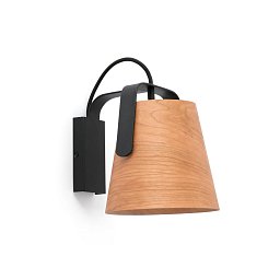 Obrázek pro produkt STOOD nástěnná lampa, černá a dřevo - FARO
