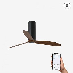 TUBE FAN, černá/dřevo, stropní ventilátor s DC motorem SMART - FARO Obrázek pro produkt TUBE FAN, černá/dřevo, stropní ventilátor s DC motorem SMART - FARO