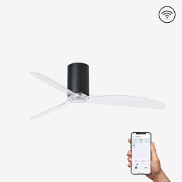 MINI TUBE FAN, černá/transparentní, stropní ventilátor s DC motorem SMART - FARO Obrázek pro produkt MINI TUBE FAN, černá/transparentní, stropní ventilátor s DC motorem SMART - FARO
