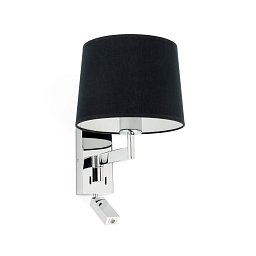Obrázek pro produkt ARTIS chrom/černá nástěnná lampa se čtecí lampičkou - FARO