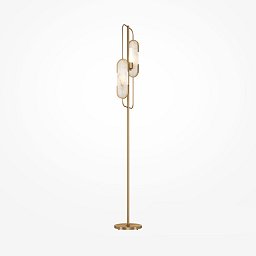 Obrázek pro produkt Stojací lampa Marmo 2x40W bílá/zlatá přírodní kámen kov designová - MAYTONI