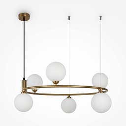Obrázek pro produkt Závěsné svítidlo Ring 6xG9 max 150W bílá mosaz kov sklo - MAYTONI