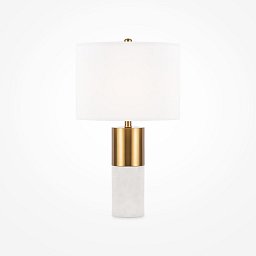 Obrázek pro produkt Stolní lampa Bianco E27 60W bílá/mosaz kov/alabastr/bavlna - MAYTONI