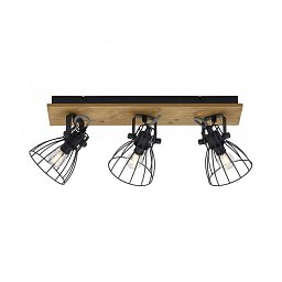 Obrázek pro produkt TARO LED stropní svítidlo přírodní dřevo černá 3 ramenné otočné industriální design - LEUCHTEN DIREKT / JUST LIGHT