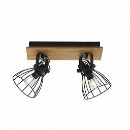 Obrázek pro produkt TARO LED stropní svítidlo přírodní dřevo černá 2 ramenné otočné industriální design - LEUCHTEN DIREKT / JUST LIGHT