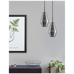 Obrázek pro produkt Závěsné svítidlo VEIRO chromové sklo / černý kov / černý kabel E27 1x12W 230V IP20 bez žárovky - NOVA LUCE