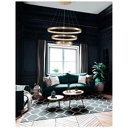 Obrázek pro produkt Závěsné svítidlo PRESTON antický zlatý mosazný hliník a akryl LED 112W 230V 3000K IP20 stmívatelné - NOVA LUCE