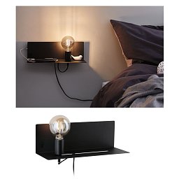Obrázek pro produkt Nástěnné svítidlo Devara USB C E27 230V max. 40W stmívatelné černá mat - PAULMANN