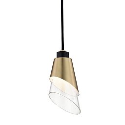 Obrázek pro produkt Závěsné svítidlo ANGIE ocel/sklo staromosaz/černá/čirá G9 1x6W - HUDSON VALLEY (Mitzi)