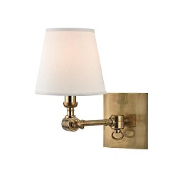 Obrázek pro produkt Nástěnné svítidlo HILLSDALE mosaz/textil staromosaz/bílá E14 1x40W - HUDSON VALLEY