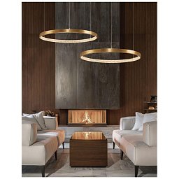 Obrázek pro produkt Závěsné svítidlo PRESTON antický zlatý mosazný hliník a akryl LED 50W 230V 3000K IP20 stmívatelné - NOVA LUCE