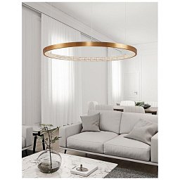Obrázek pro produkt Závěsné svítidlo PRESTON antický zlatý mosazný hliník a akryl LED 60W 230V 3000K IP20 stmívatelné - NOVA LUCE