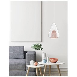 Obrázek pro produkt Závěsné svítidlo HUGO chromovaný hliník čiré sklo a růžový zlatý rám G9 1x5W bez žárovky - NOVA LUCE