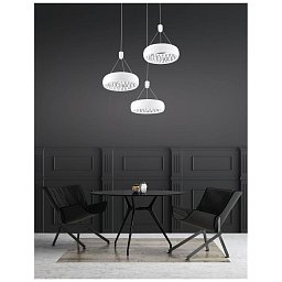 Obrázek pro produkt Závěsné svítidlo LUMI zvenku matný bílý hliník a křišťál uvnitř LED 36W 3000K IP20 - NOVA LUCE