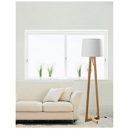 Obrázek pro produkt Stojací lampa ALMA přírodní dřevo bílé stínidlo černý kabel E27 1x12W bez žárovky - NOVA LUCE