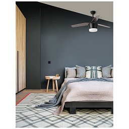Obrázek pro produkt Stropní ventilátor se světlem MONSOON tělo z oceli matná černá a sklo 3ABS dřevěné listy LED 18W 3000K - NOVA LUCE