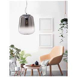 Obrázek pro produkt Závěsné svítidlo OLIVERIO kouřové sklo s přechodem chromovaný hliník E27 1x12W IP20 bez žárovky - NOVA LUCE