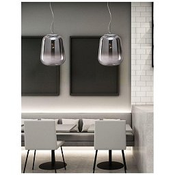 Obrázek pro produkt Závěsné svítidlo OLIVERIO kouřové sklo s přechodem chromovaný hliník E27 1x12W IP20 bez žárovky - NOVA LUCE