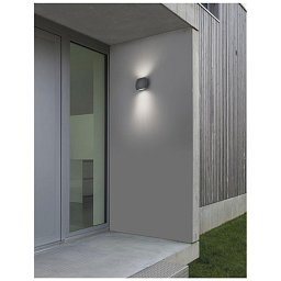 Obrázek pro produkt Venkovní nástěnné svítidlo COMO tmavě šedý hliník skleněný difuzor LED 2x3W 3000K 220-240V 2x34st. IP54 světlo nahoru a dolů - NOVA LUCE