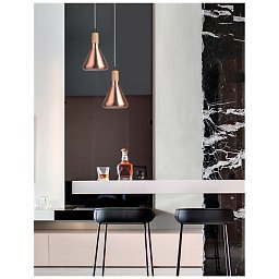 Obrázek pro produkt Závěsné svítidlo VENANZIO měděný kov a přírodní dřevo E14 1x5W IP20 bez žárovky - NOVA LUCE