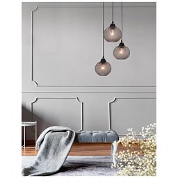 Obrázek pro produkt Závěsné svítidlo VIENTI tmavě šedé sklo a černý kov E27 3x12W 230V IP20 bez žárovky - NOVA LUCE