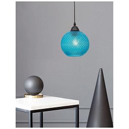 Obrázek pro produkt Závěsné svítidlo VIENTI modré sklo a černý kov E27 1x12W 230V IP20 bez žárovky - NOVA LUCE