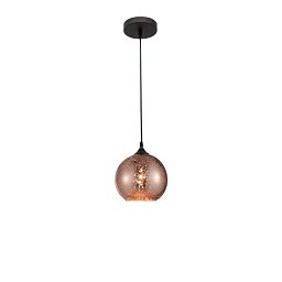 Obrázek pro produkt Závěsné svítidlo BLAZE měďené sklo a černý kov E27 1x12W 230V IP20 bez žárovky - NOVA LUCE