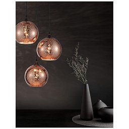 Obrázek pro produkt Závěsné svítidlo BLAZE měďené sklo a černý kov E27 3x12W 230V IP20 bez žárovky - NOVA LUCE