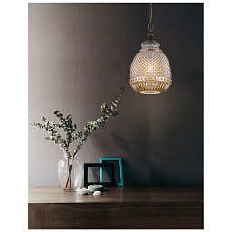 Obrázek pro produkt Závěsné svítidlo TOULON jantarové sklo tmavě hnědá základna a řetěz E27 1x12W IP20 bez žárovky - NOVA LUCE