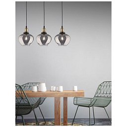 Obrázek pro produkt Závěsné svítidlo CEDRO kouřové sklo bronz a černý kov E27 3x12W 230V IP20 bez žárovky - NOVA LUCE