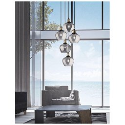 Obrázek pro produkt Závěsné svítidlo CEDRO kouřové sklo bronz a černý kov E27 5x12W 230V IP20 bez žárovky - NOVA LUCE