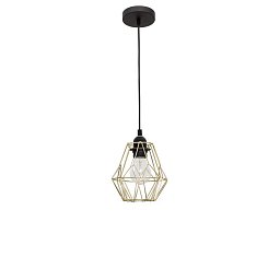 Obrázek pro produkt Závěsné svítidlo ISABELLA ocel mosaz zlatá a černý kabel, E27 1x12W - NOVA LUCE