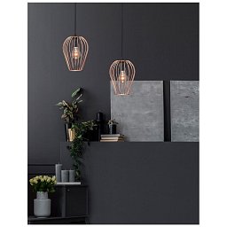 Obrázek pro produkt Závěsné svítidlo SAGE kov, růžová zlatá a černý kabel, E27 1x12W - NOVA LUCE