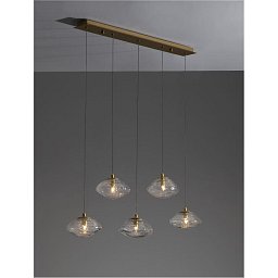 Obrázek pro produkt Závěsné svítidlo KING mosazný zlatý kov foukané čiré sklo G9 5x5W 230V IP20 bez žárovky - NOVA LUCE