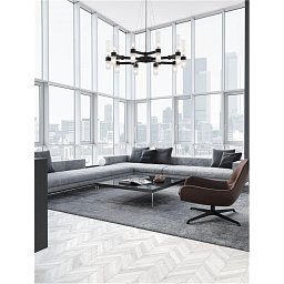 Obrázek pro produkt Závěsné svítidlo CENTURY matná černá a čiré a matné sklo (1.5m ocelové lanko) 12xG9 - NOVA LUCE