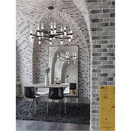 Obrázek pro produkt Závěsné svítidlo CENTURY matná černá a čiré a matné sklo (2m ocelové lanko) 12xG9 - NOVA LUCE