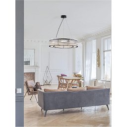 Obrázek pro produkt Závěsné svítidlo BAROK závěsné svítidlo matná černá a čiré sklo 10xG9 - NOVA LUCE