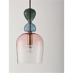 Obrázek pro produkt Závěsné svítidlo MURANO zlatý kov lesklé tmavě zelené, modré a růžové sklo E14 1x5W 230V IP20 bez žárovky - NOVA LUCE