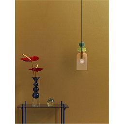 Obrázek pro produkt Závěsné svítidlo MURANO zlatý kov lesklé světle zelené, tmavě zelené a oranžové sklo E14 1x5W 230V IP20 bez žárovky - NOVA LUCE