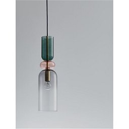 Obrázek pro produkt Závěsné svítidlo MURANO zlatý kov lesklé tmavě zelené, růžové a světle šedé sklo E14 3x5W 230V IP20 bez žárovky - NOVA LUCE