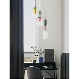 Obrázek pro produkt Závěsné svítidlo MURANO zlatý kov lesklé tmavě zelené, modré, šedé, růžové, lesklé světle zelené, oranžové a světle šedé sklo E14 3x5W 230V IP20 bez žárovky - NOVA LUCE