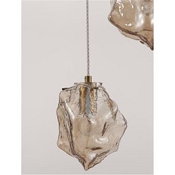 Obrázek pro produkt Závěsné svítidlo ODELLE mosazný zlatý kov a jantarové sklo E14 3x5W 230V IP20 bez žárovky - NOVA LUCE
