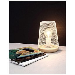 Obrázek pro produkt Stolní lampa MARCO bílý kov přírodní dřevo E27 1x12W 230V IP20 bez žárovky - NOVA LUCE