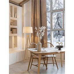 Obrázek pro produkt Stojací lampa LE ROY bílé stínidlo přírodní dřevěná základna E27 1x12W 230V IP20 bez žárovky - NOVA LUCE