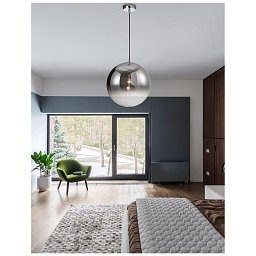 Obrázek pro produkt Závěsné svítidlo LAZIONE kouřové sklo s přechodem chromovaný hliník E27 1x12W 230V IP20 bez žárovky - NOVA LUCE